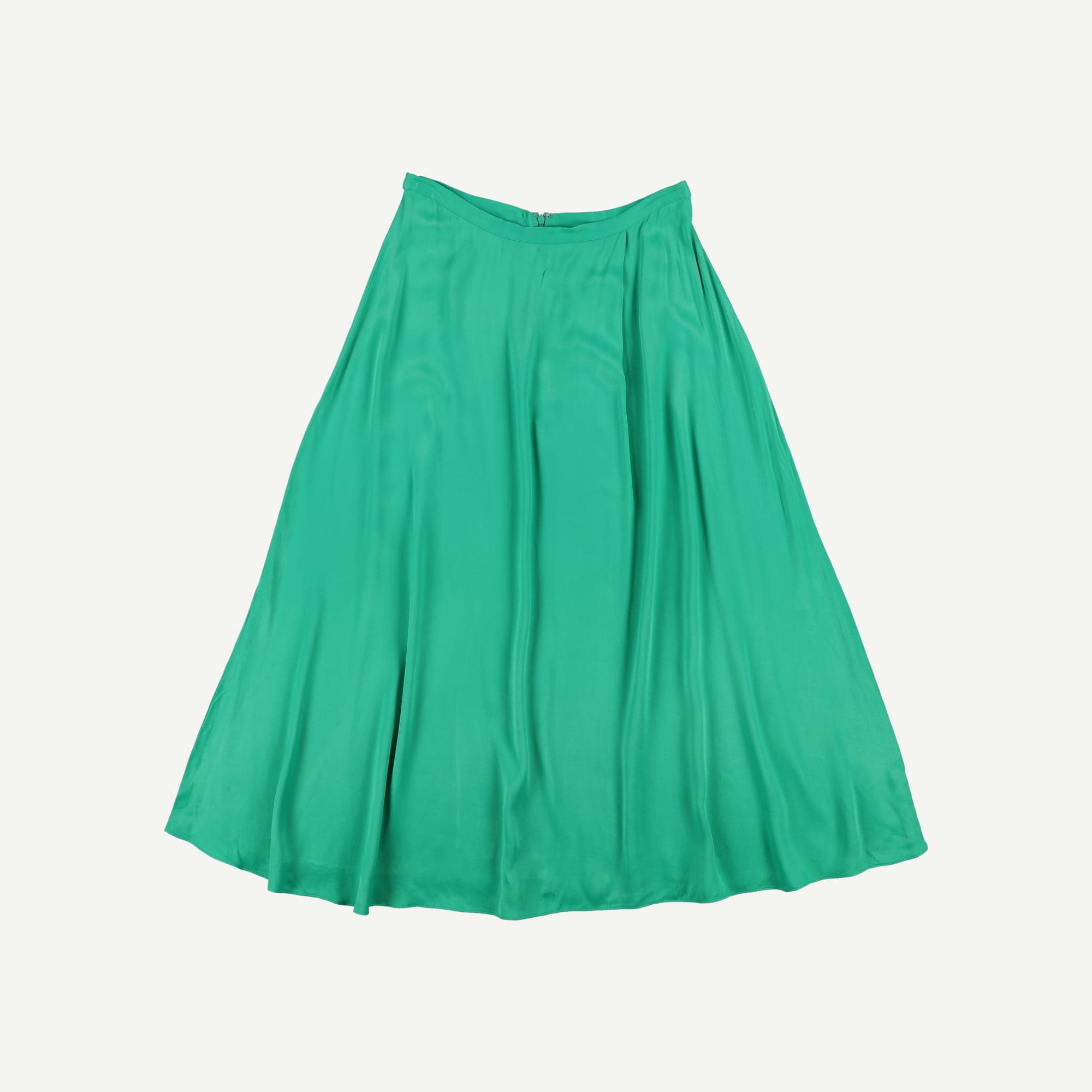 Green Satin Midi Skirt